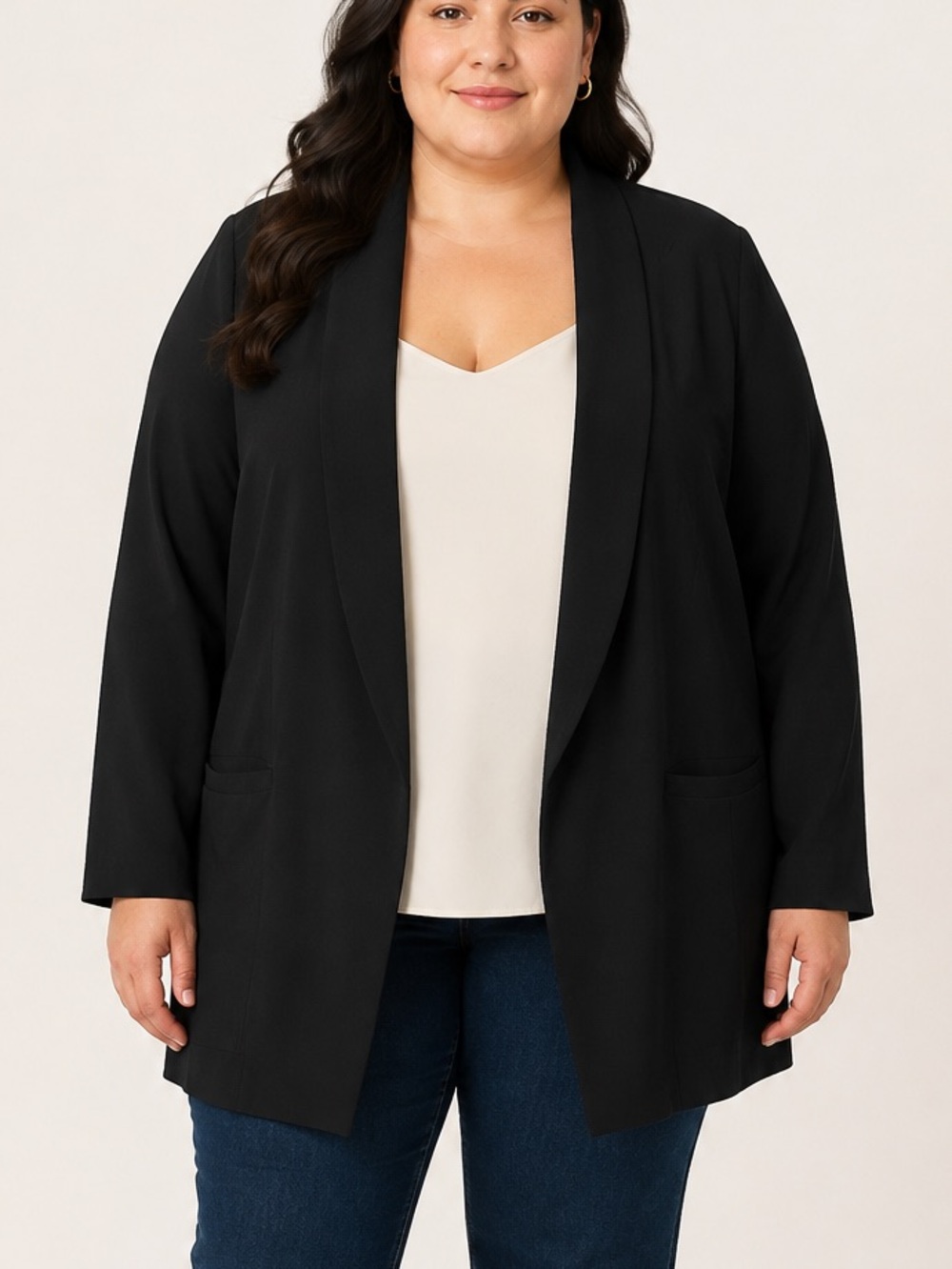 Torrid Studio Crepe Classic Shawl Collar Blazer Black Size 1 1X